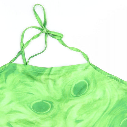 SheIn Womens Green Geometric Polyester Basic Blouse Size 8 Halter