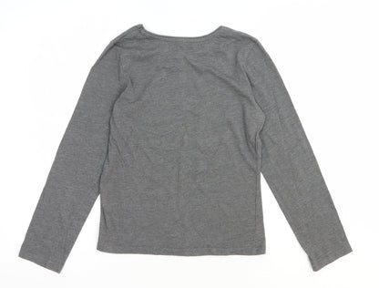 Primark Girls Grey Cotton Basic T-Shirt Size 9-10 Years Round Neck Pullover - Paris
