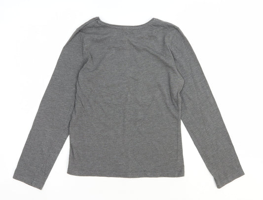 Primark Girls Grey Cotton Basic T-Shirt Size 9-10 Years Round Neck Pullover - Paris