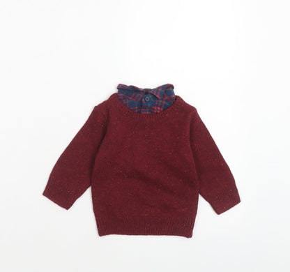 NEXT Boys Red Acrylic Pullover Jumper Size 3-6 Months Button