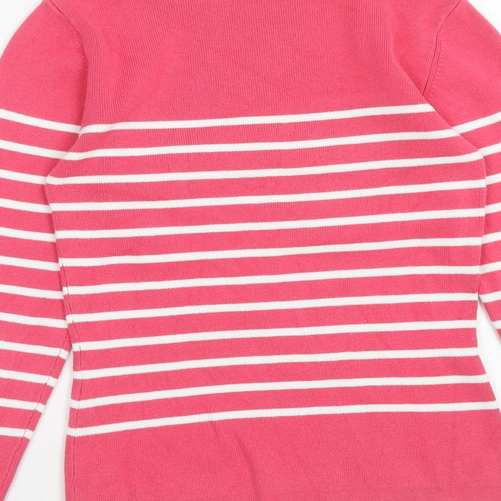 Edeis Womens Pink Boat Neck Striped Cotton Pullover Jumper Size 6 - Size 6-8