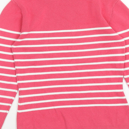 Edeis Womens Pink Boat Neck Striped Cotton Pullover Jumper Size 6 - Size 6-8