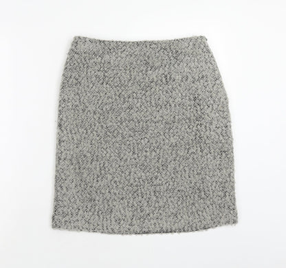 Marks and Spencer Womens Grey Polyester Straight & Pencil Skirt Size 8 Zip