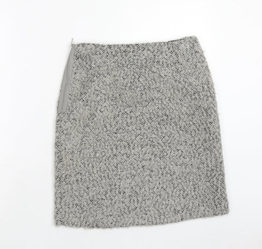Marks and Spencer Womens Grey Polyester Straight & Pencil Skirt Size 8 Zip
