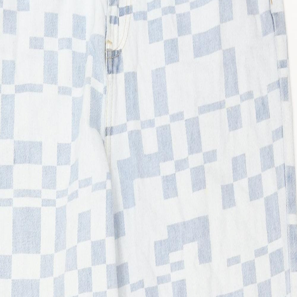 glasson Womens Blue Geometric Cotton Straight Jeans Size 12 Regular Zip