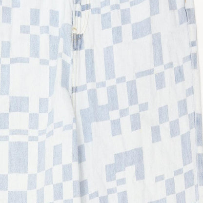 glasson Womens Blue Geometric Cotton Straight Jeans Size 12 Regular Zip