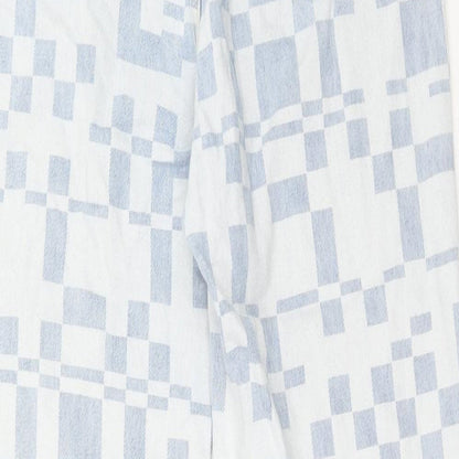glasson Womens Blue Geometric Cotton Straight Jeans Size 12 Regular Zip