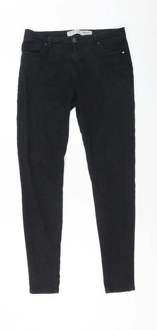 Denim & Co. Womens Black Cotton Skinny Jeans Size 12 Regular Zip