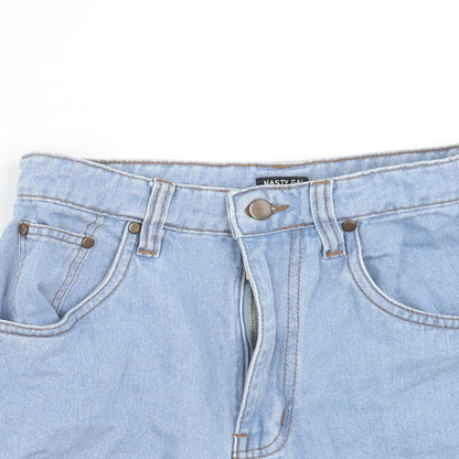 Nasty Gal Womens Blue Camel Boyfriend Shorts Size 6 Regular Zip