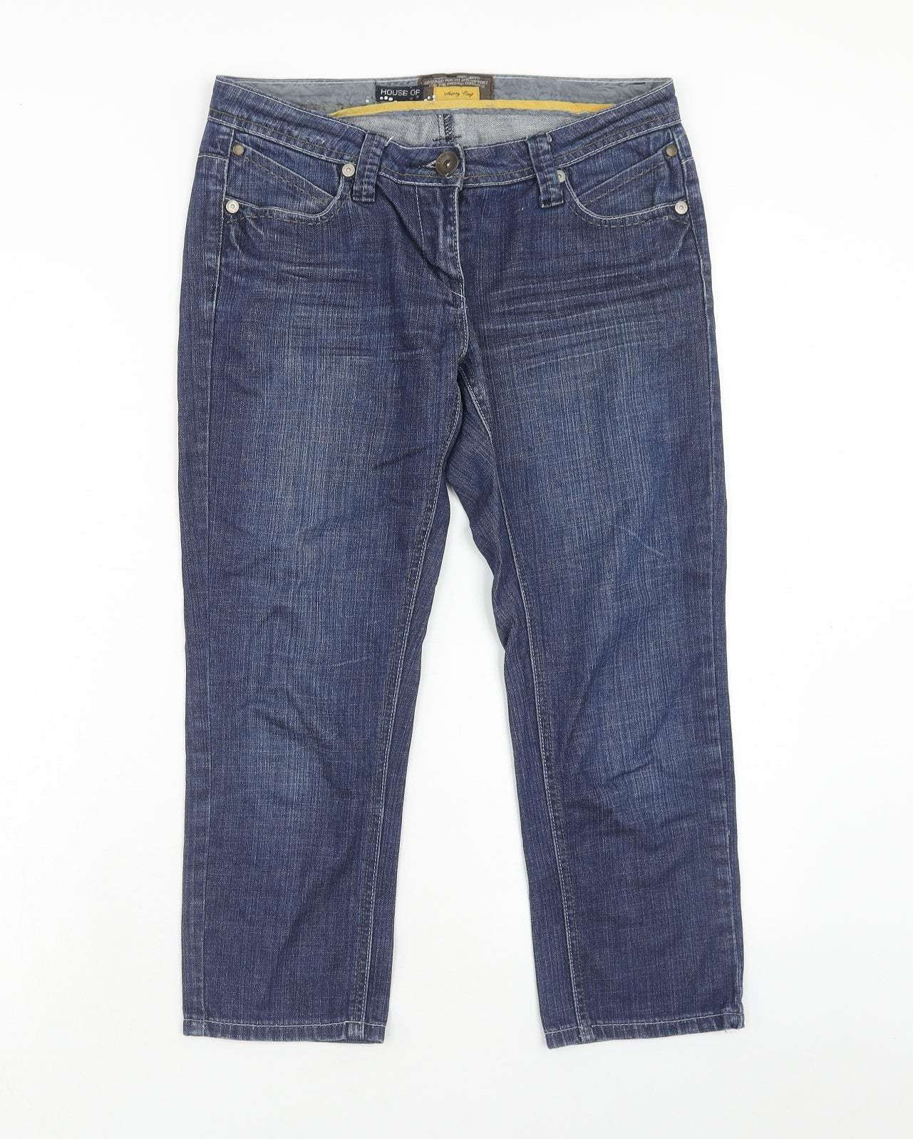 House Of Denim Womens Blue Cotton Straight Jeans Size 8 Regular Zip