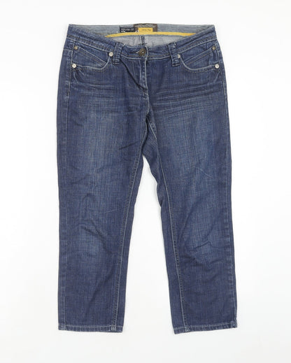 House Of Denim Womens Blue Cotton Straight Jeans Size 8 Regular Zip