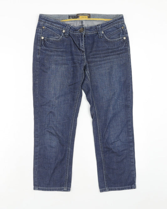 House Of Denim Womens Blue Cotton Straight Jeans Size 8 Regular Zip