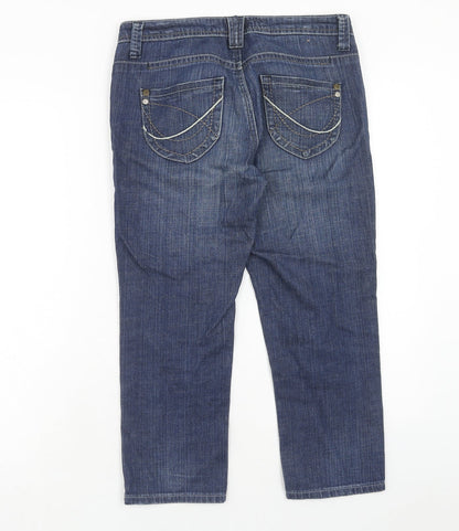 House Of Denim Womens Blue Cotton Straight Jeans Size 8 Regular Zip