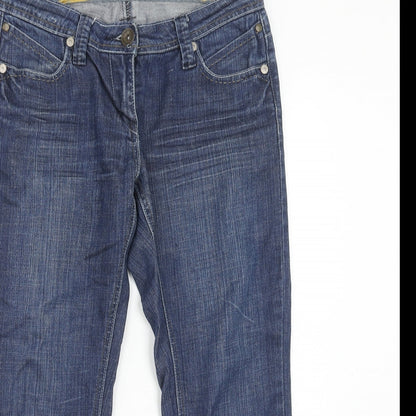 House Of Denim Womens Blue Cotton Straight Jeans Size 8 Regular Zip