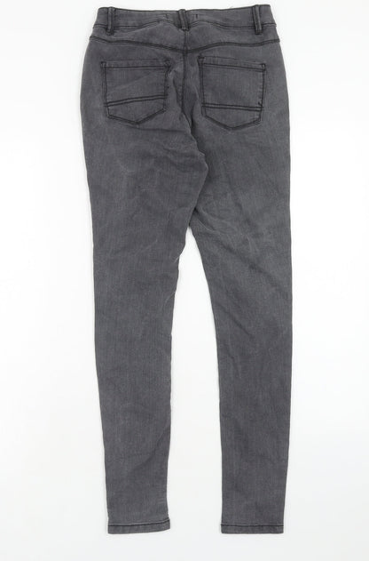 2 birds Womens Grey Cotton Skinny Jeans Size 10 Regular Zip