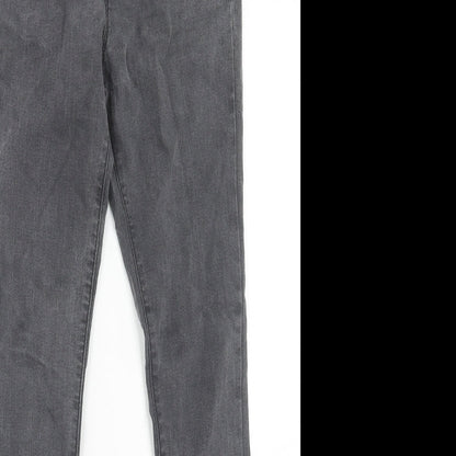 2 birds Womens Grey Cotton Skinny Jeans Size 10 Regular Zip