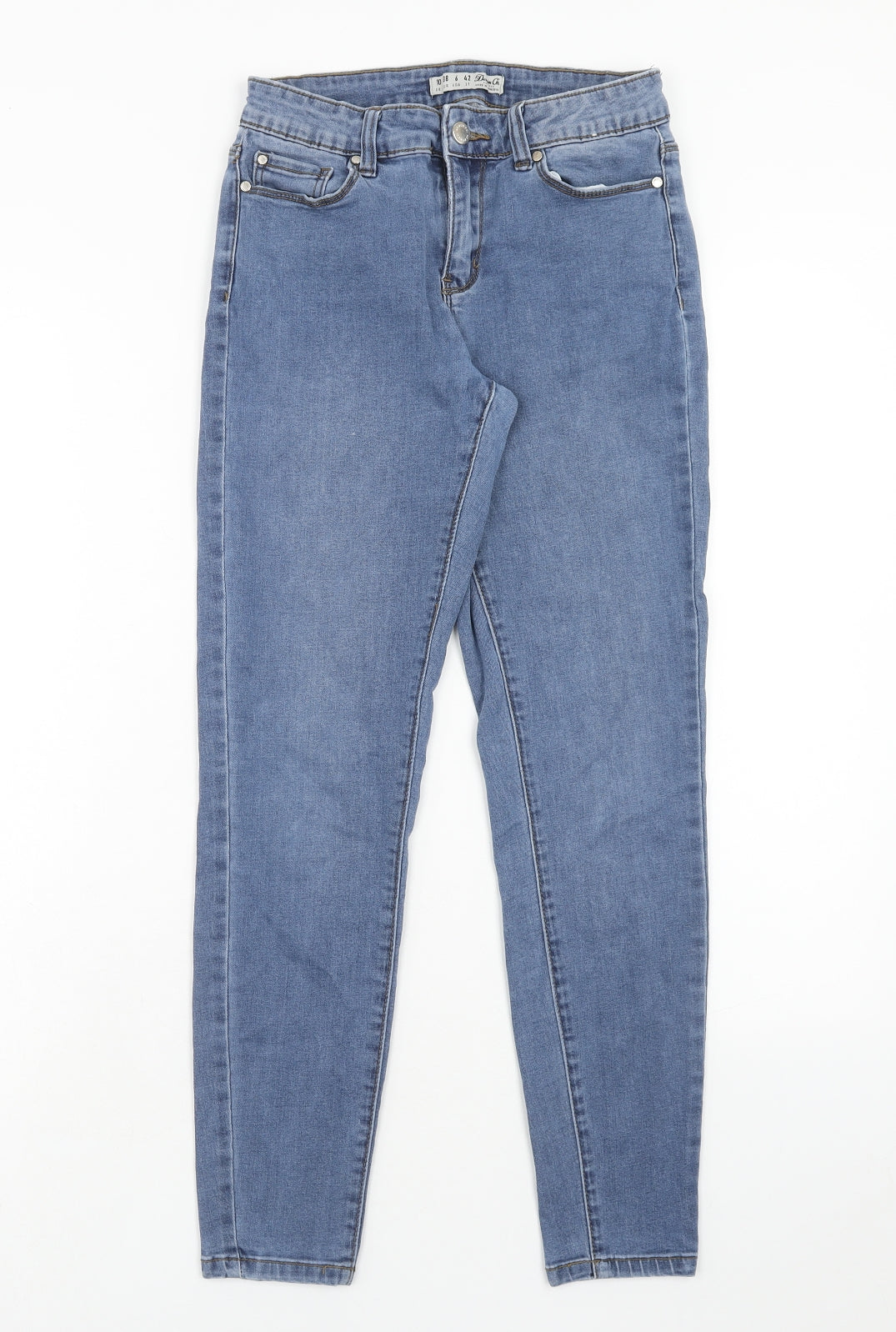 Denim & Co. Womens Blue Cotton Straight Jeans Size 10 Regular Zip