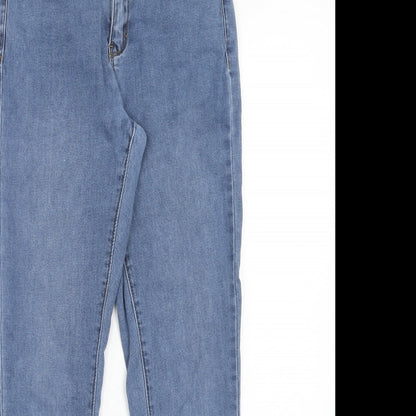 Denim & Co. Womens Blue Cotton Straight Jeans Size 10 Regular Zip