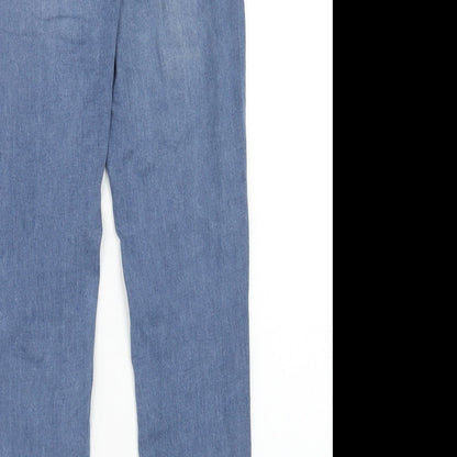 Denim & Co. Womens Blue Cotton Straight Jeans Size 10 Regular Zip