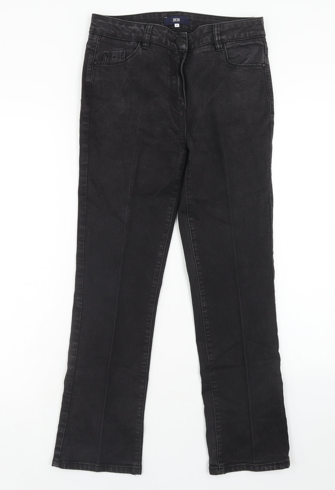 Lincoln Womens Black Cotton Straight Jeans Size 10 Regular Zip