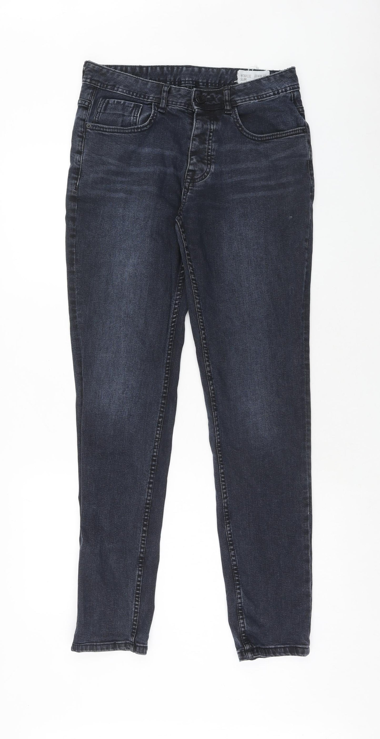 Denim & Co. Mens Blue Cotton Skinny Jeans Size 30 in L32 in Slim Button