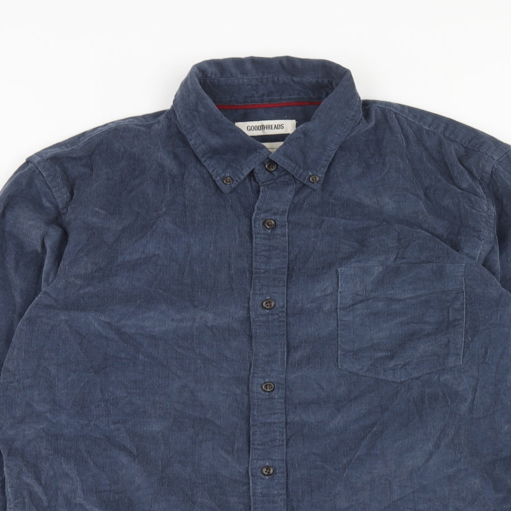 Mens UK Size L Goodthreads Blue  Button-Up Long Sleeve Casual Shirt
