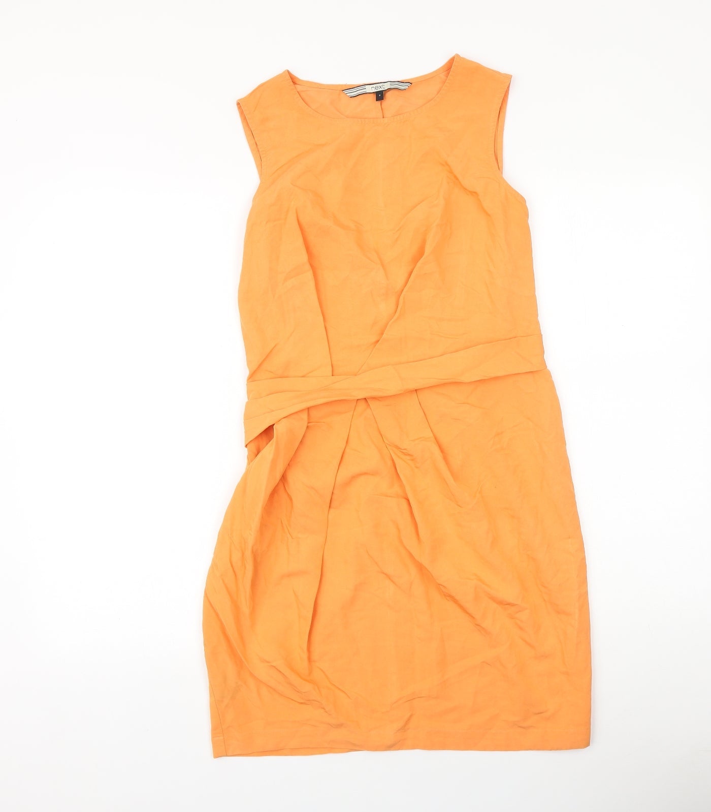 NEXT Womens Orange Viscose A-Line Size 8 Round Neck Zip