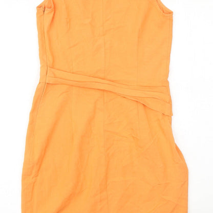 NEXT Womens Orange Viscose A-Line Size 8 Round Neck Zip