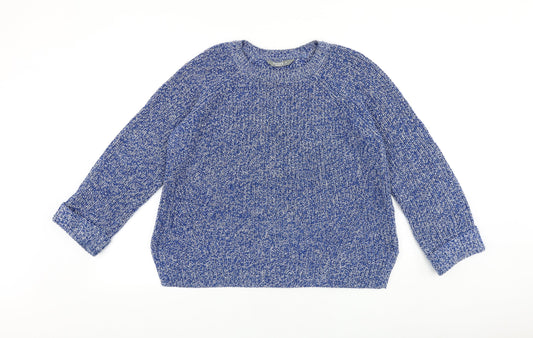 Nutmeg Womens Blue Round Neck Acrylic Pullover Jumper Size 10