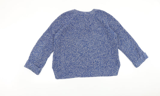 Nutmeg Womens Blue Round Neck Acrylic Pullover Jumper Size 10