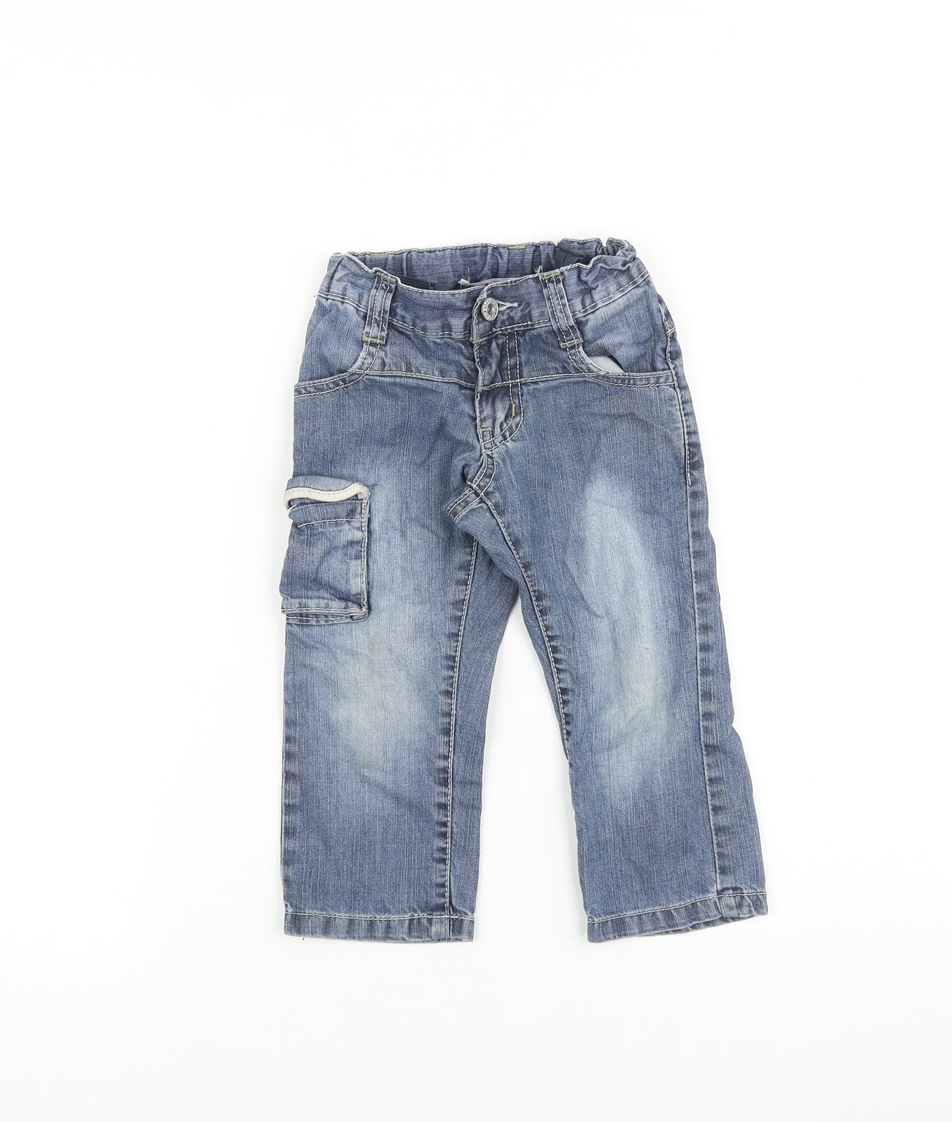 ativo Baby Blue 100% Cotton Jogger Jeans Size 24 Months Zip