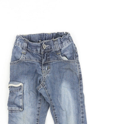 ativo Baby Blue 100% Cotton Jogger Jeans Size 24 Months Zip