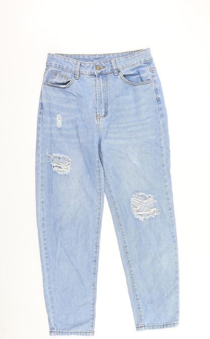 SheIn Womens Blue Cotton Blend Tapered Jeans Size S L27 in Regular Zip