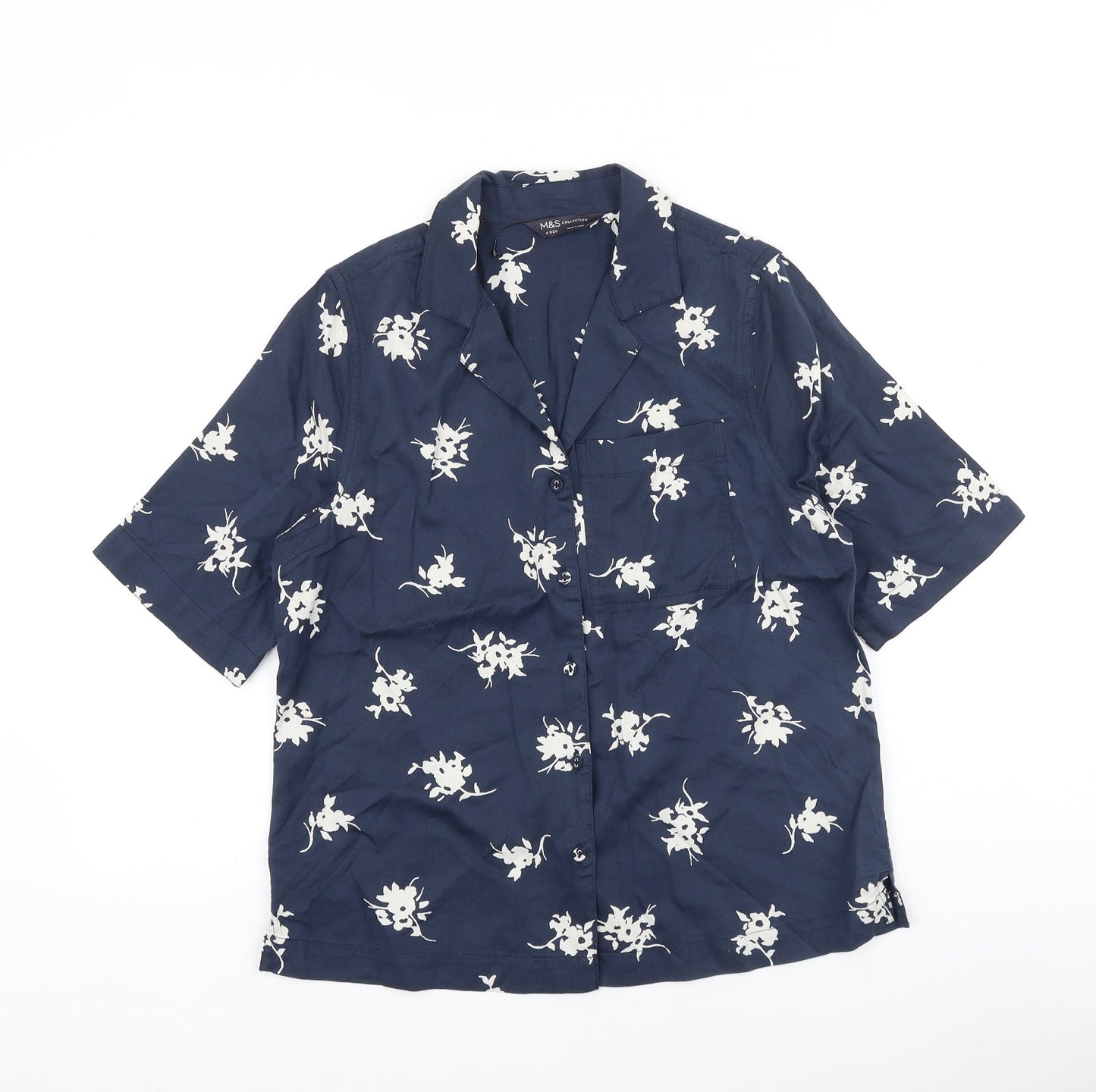 Womens UK Size 6 Marks and Spencer Blue Basic Button-Up