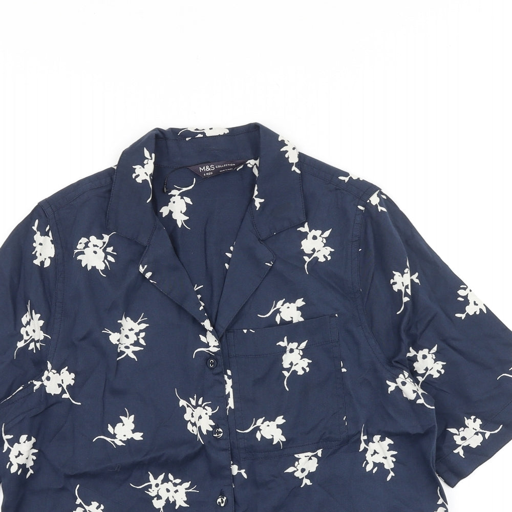 Womens UK Size 6 Marks and Spencer Blue Basic Button-Up