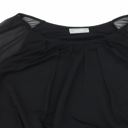 Wallis Womens Black Polyester Basic Blouse Size 10 Round Neck