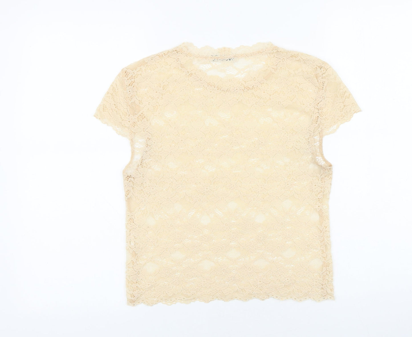 Womens UK Size S Zara Ivory Basic T-Shirt