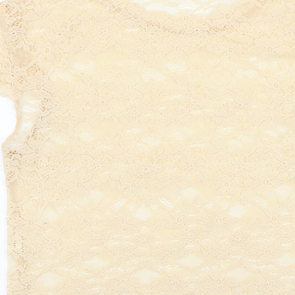 Womens UK Size S Zara Ivory Basic T-Shirt