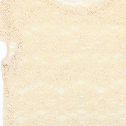 Womens UK Size S Zara Ivory Basic T-Shirt