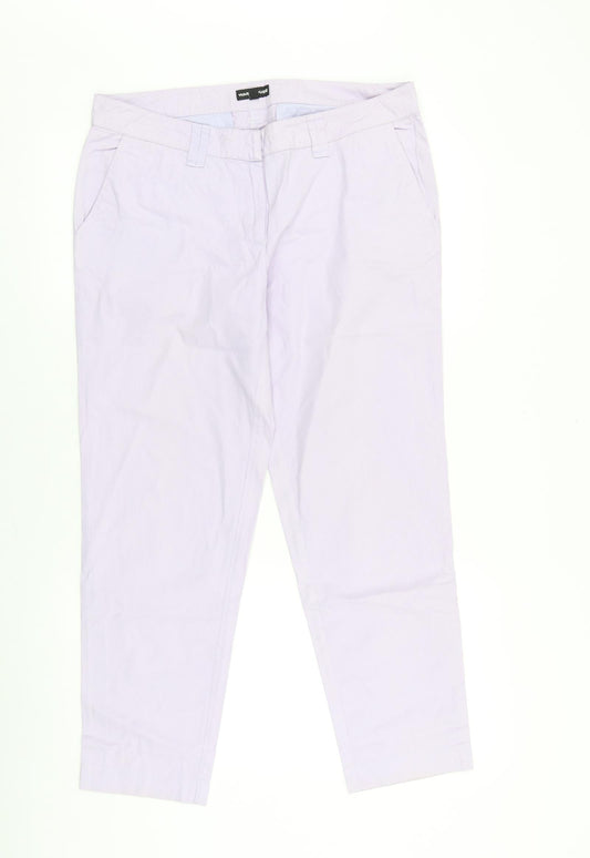 Warehouse Womens Purple Cotton Chino Trousers Size 12 L27 in Regular Zip