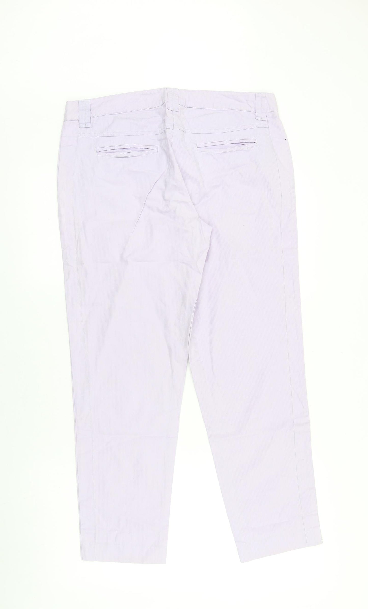 Warehouse Womens Purple Cotton Chino Trousers Size 12 L27 in Regular Zip