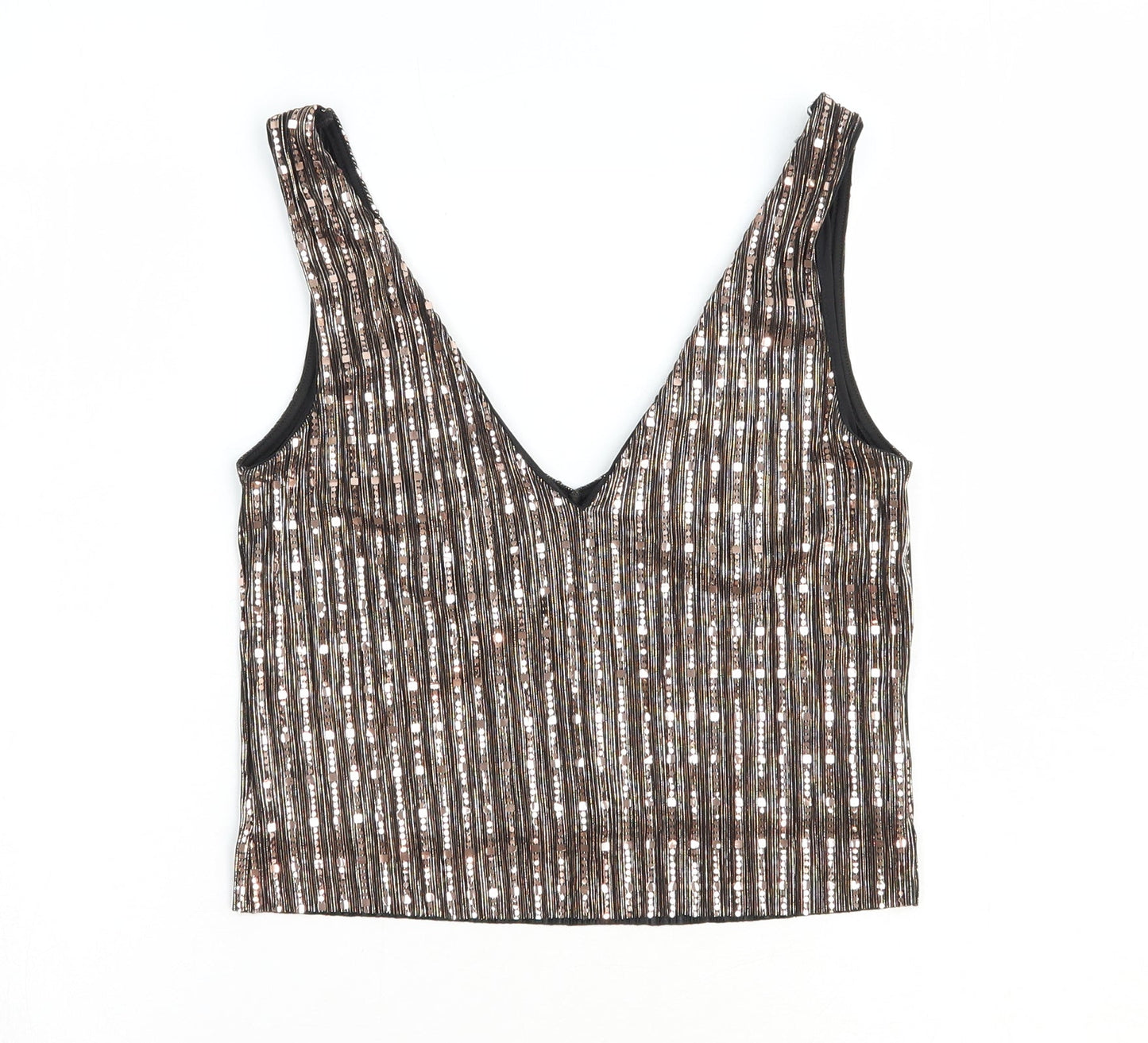 Miss Selfridge Womens Pink Geometric Polyester Basic Tank Size 4 V-Neck