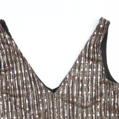 Miss Selfridge Womens Pink Geometric Polyester Basic Tank Size 4 V-Neck