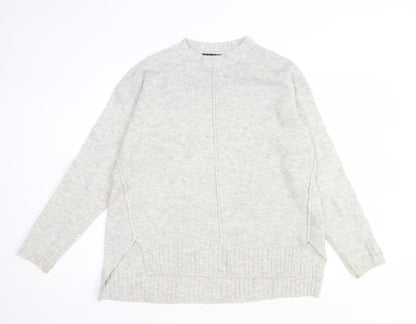 Marks and Spencer Womens Grey Round Neck Acrylic Pullover Jumper Size M