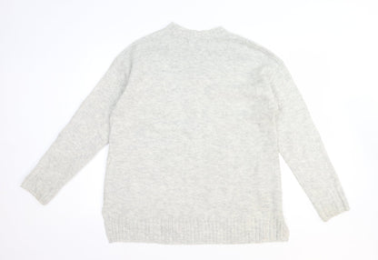 Marks and Spencer Womens Grey Round Neck Acrylic Pullover Jumper Size M