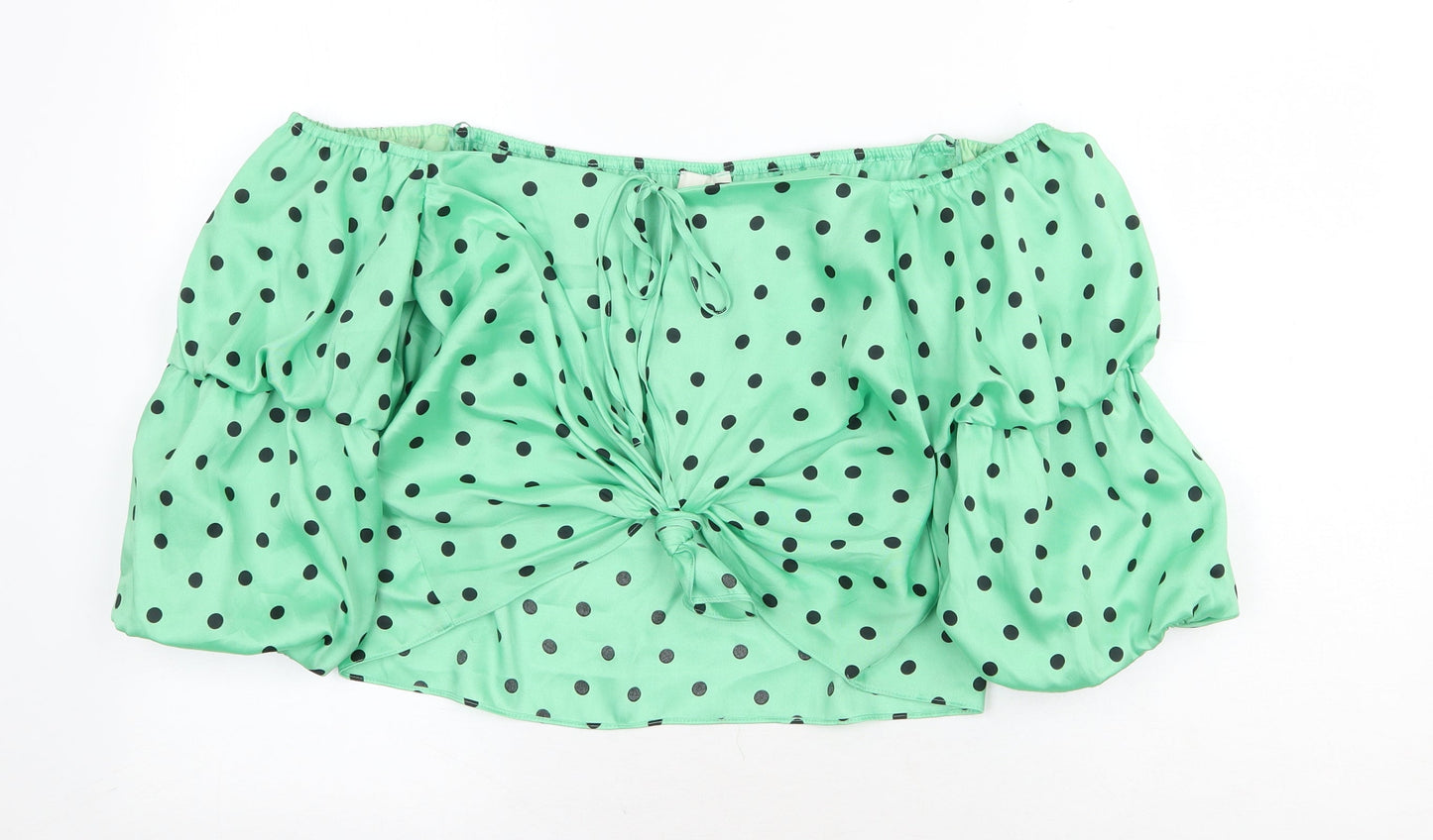 Womens UK Size 16 River Island Green Cropped Blouse