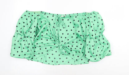 Womens UK Size 16 River Island Green Cropped Blouse