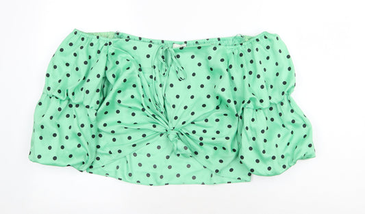Womens UK Size 16 River Island Green Cropped Blouse