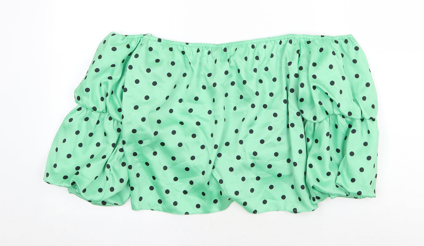 Womens UK Size 16 River Island Green Cropped Blouse