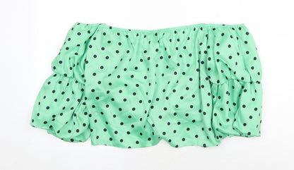Womens UK Size 16 River Island Green Cropped Blouse